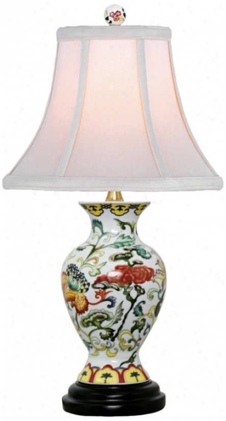 Scrolled Floral Urn Porcelain Table Lamp (v2509)