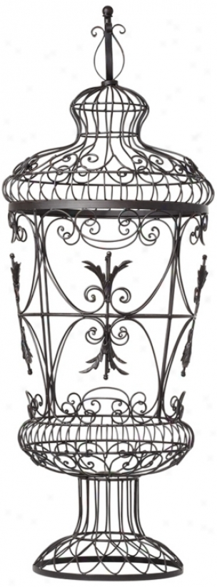 Scrolled Openwork Urn 42 1/2" High Plant Holder (u6799)