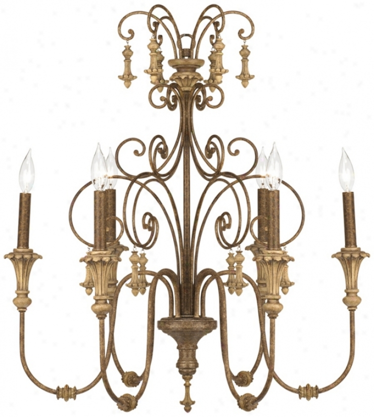 Scrolled Tiers 28" Wide Bdige Accents Bronze Chandelier (v3021)