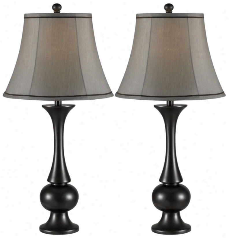 Sdt Of 2 Abbott Metallic Bronze Table Lamps (p0748)