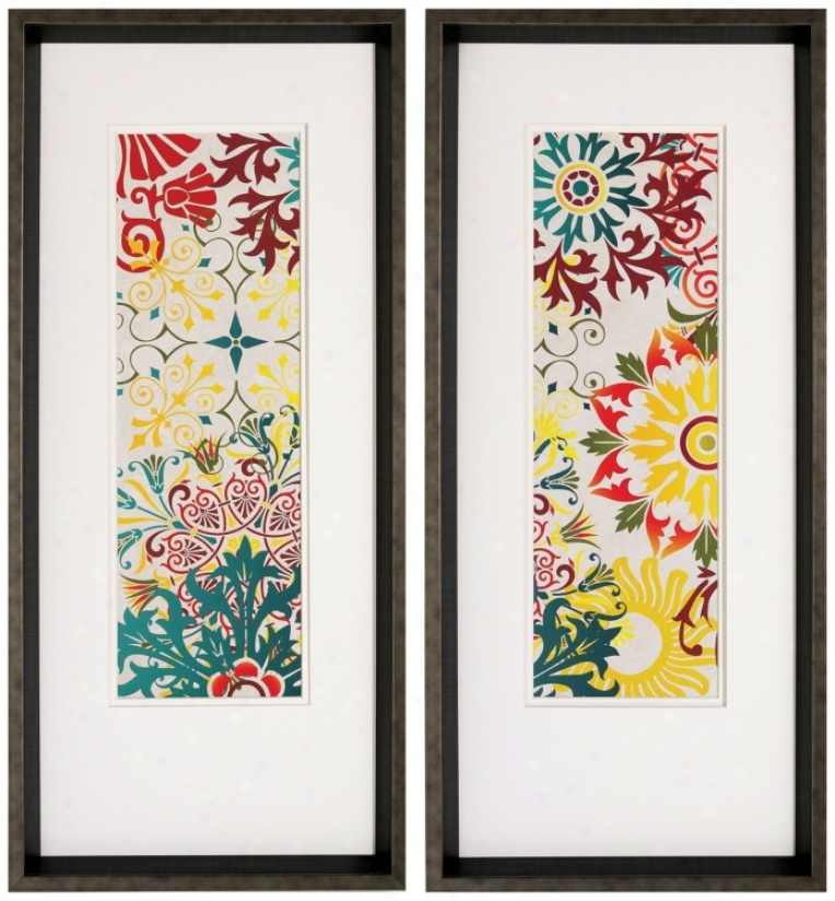 Set Of 2 Attraction I/ii 28" High Framed Wall Art (v6847)