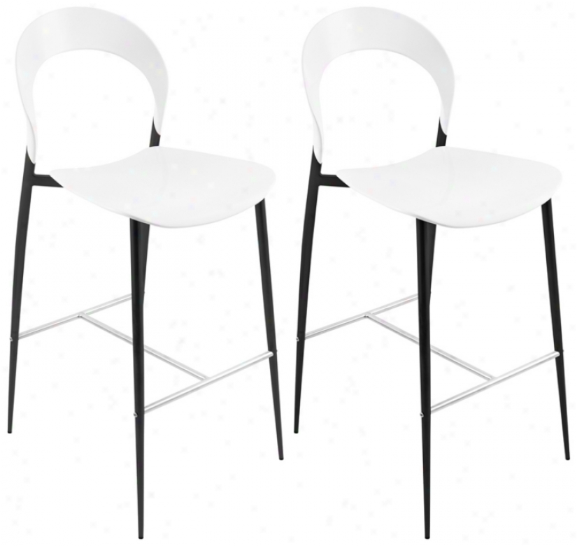 Set Of 2 Black Finish Legs Moonrise Bar Stool (t8351)