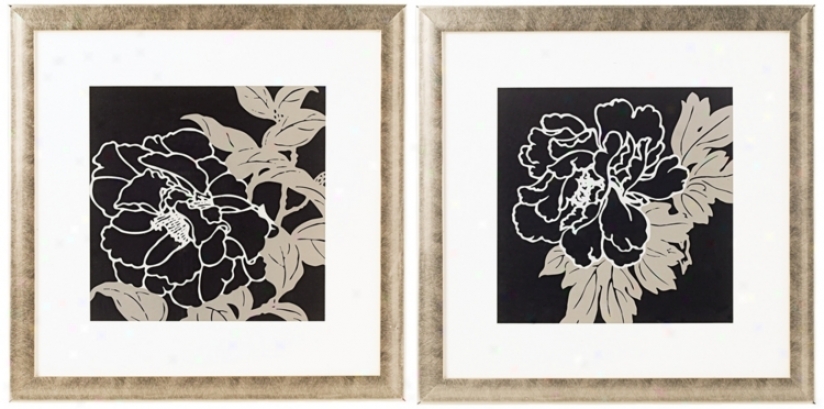 Set Of 2 Botanical Ii Matted Prints Wall Art (m1149-m1150)