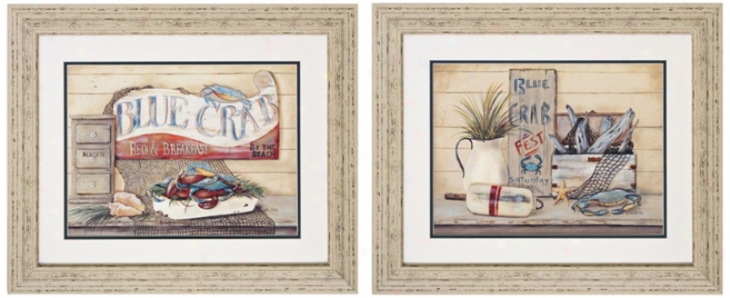 Set Of 2 Breakfast And Fest 24" High Framed Wall Art Prints (v7308)