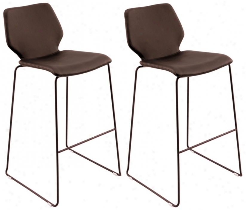 Offer for sale Of 2 Brown Leatherette Orson Barstools (t8320)