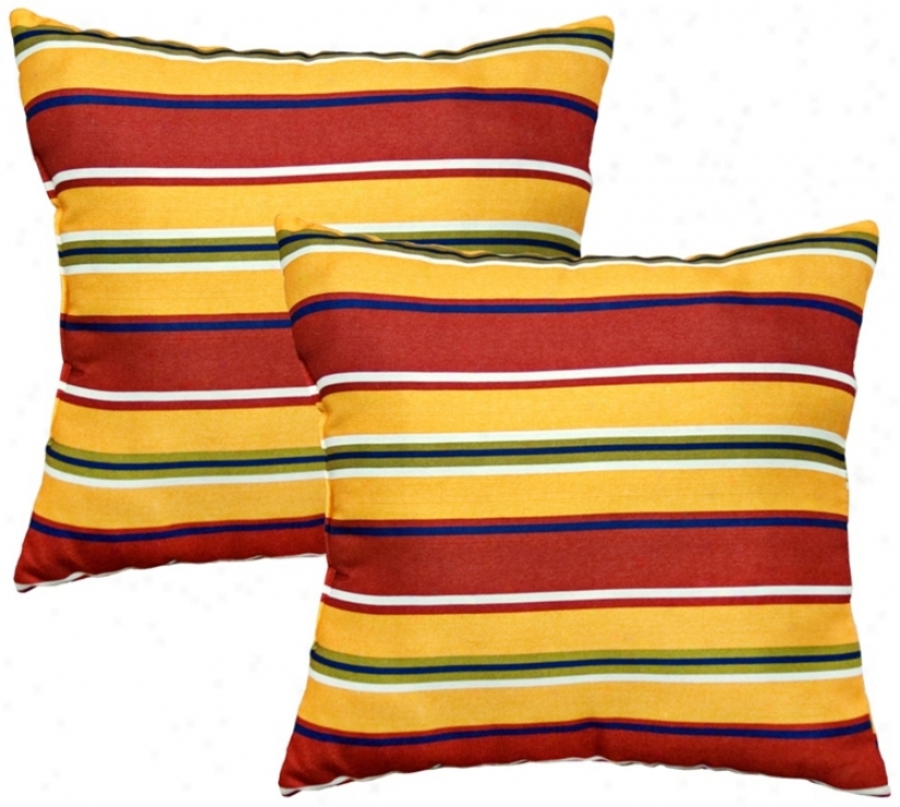 Set Of 2 Carnival Stripe Outdoor Accent Pillows (w6203)