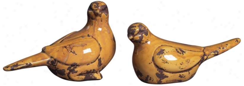 Set Of 2 Ceramic Doves Home Decor Accents (u6848)