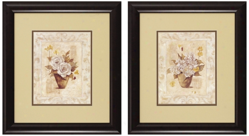 Regular Of 2 Cottage Roses Prints I And Ii Wall Art (n3102)