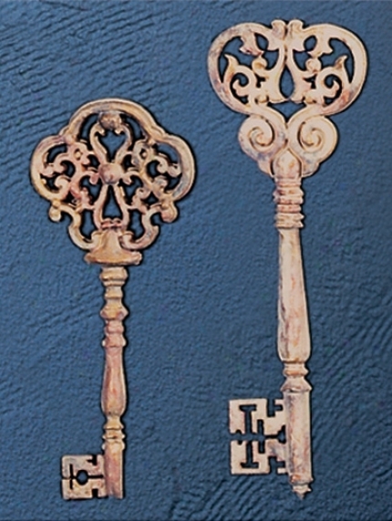 Set Of 2 French Keys Small I Wall Art Pieces (m0276)