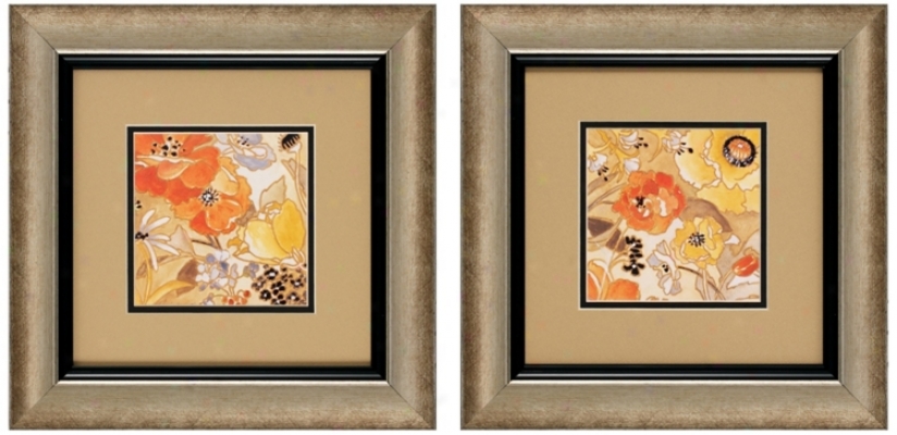 Set Of 2 Le Jardin I/ii 14" Square Garden Wall Art Prints (v6164)