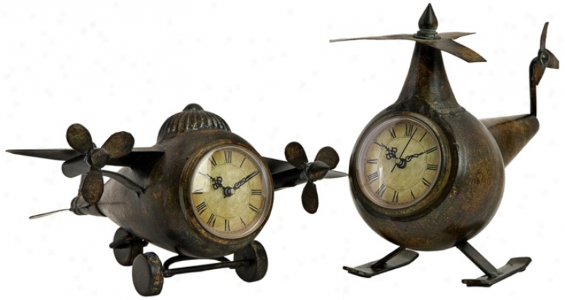 Set Of 2 Lindbergh Aviation Clocks (t9535)