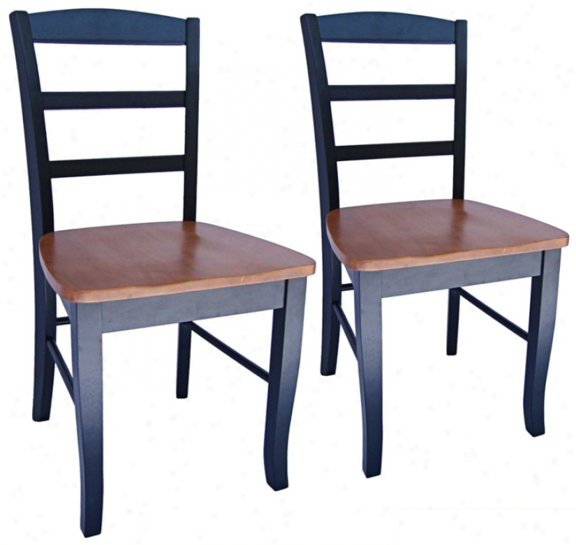 Set Of 2 Madrid Black And Cherry Ladderback Dining Chairs (u4250)