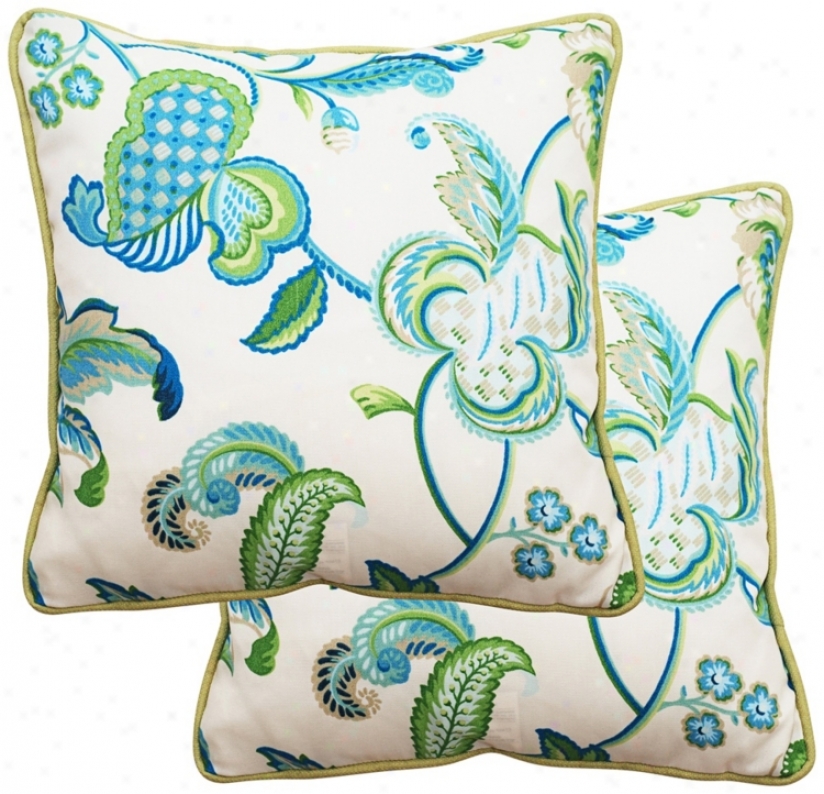 Set Of 2 Maxine 25" Square Welt Cording Outdoor Pillows (t5942)