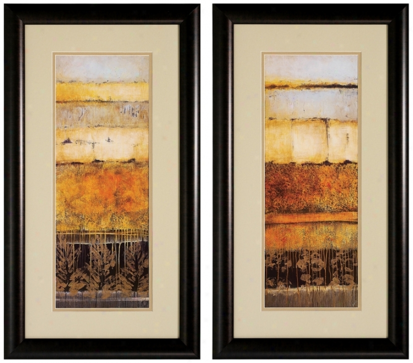 Set Of 2 Natures I/ii Framed Abstract Wall Art Prints (v6196)