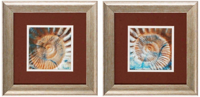 Set Of 2 Nautique I/ii Framed Bathroom Wall Art (v6171)