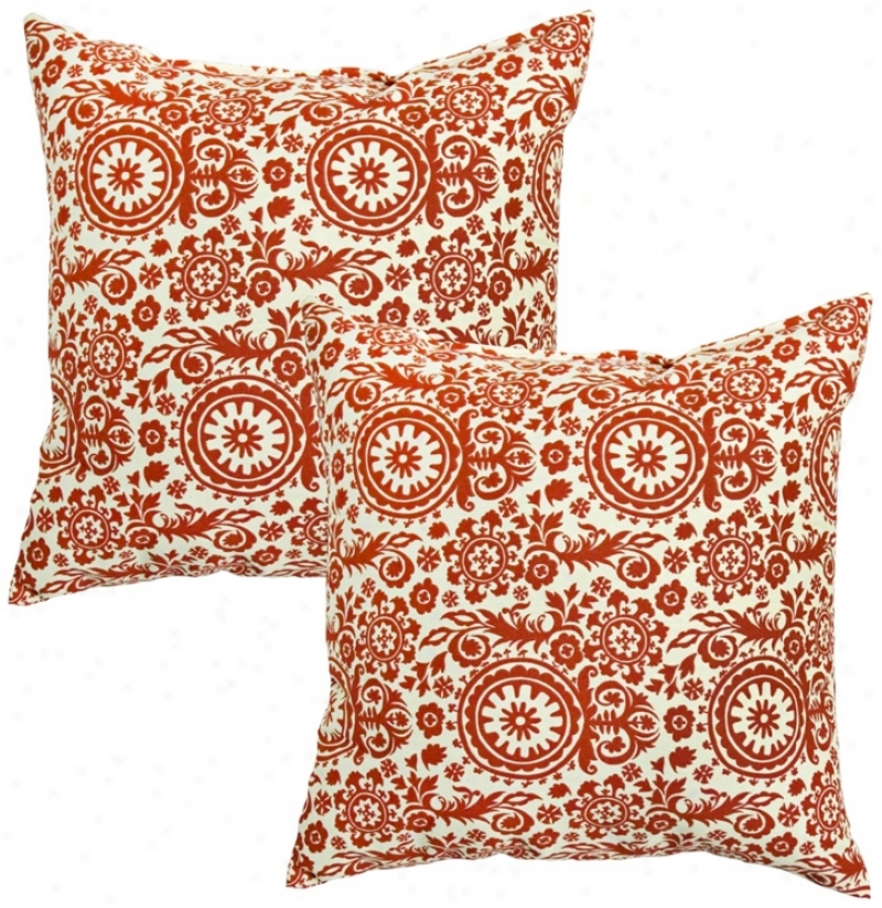 Suit Of 2 Regal Red Outdoor Accent Pillows (e6214)