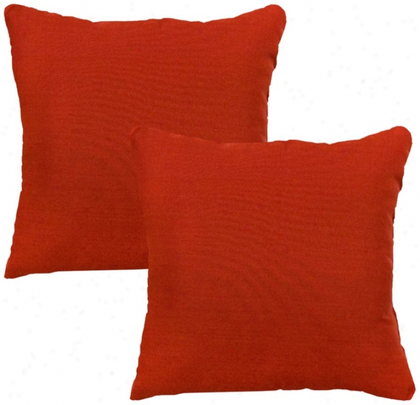 Set Of 2 Salsa Red Outdoor Accent Pillows (w6228)
