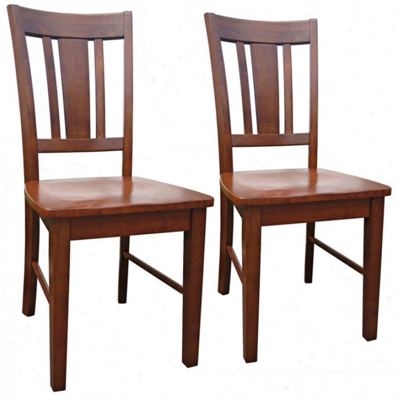 Set Of 2 San Remo Cottage Oak Splatback Dining Chairs (u4237)