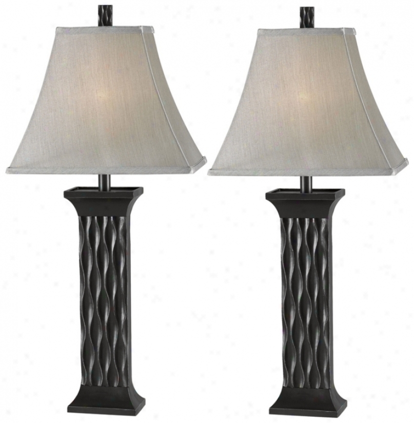 Set Of 2 Schaeffer Black Table Lamps (p0752)