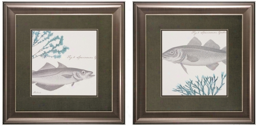 Set Of 2 Sea And Shoer I/ii Frzmed Wall Art (v6591)