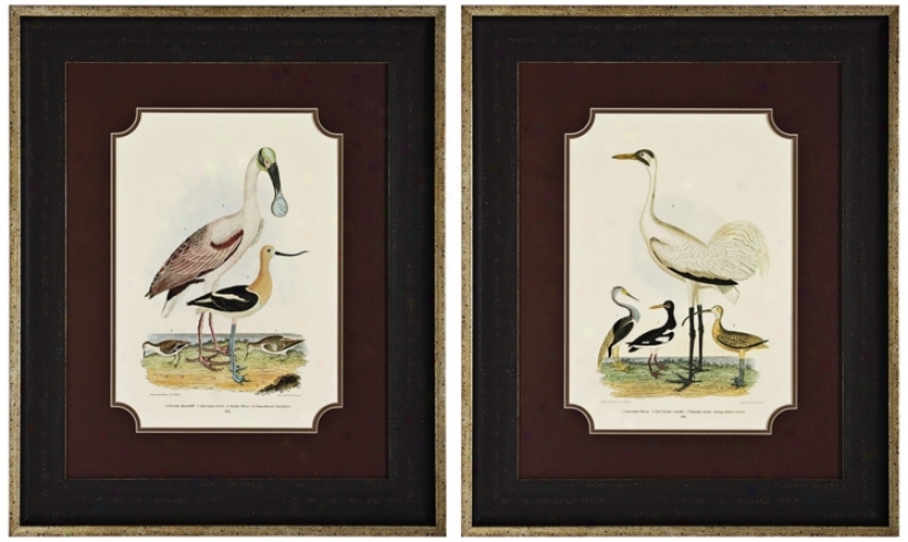 Set Of 2 Spoonbill And Heron Prints Wall Art (k2691)