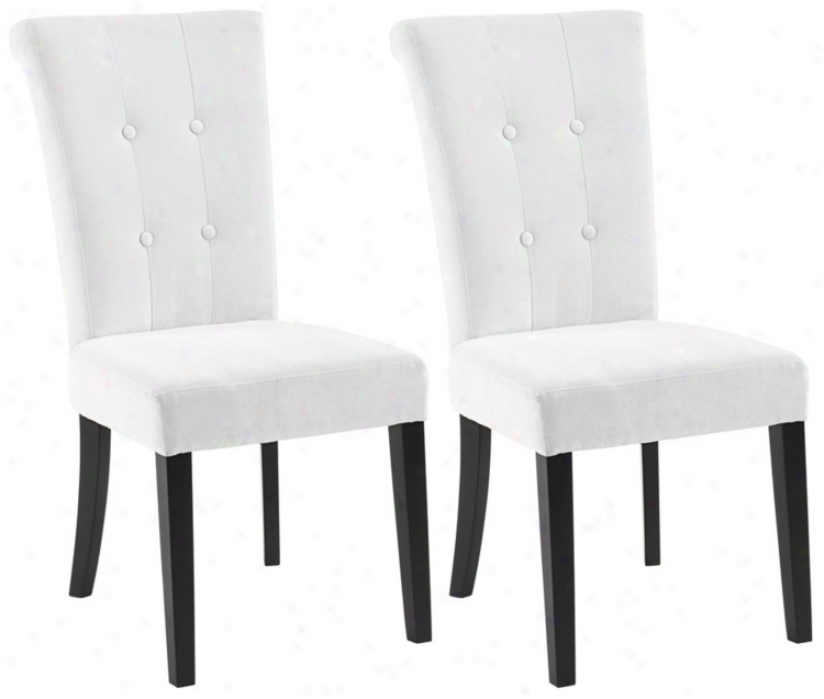 Set Of 2 Tuxford Oasis Whi5e Fabric Dining Chairs (t4086)