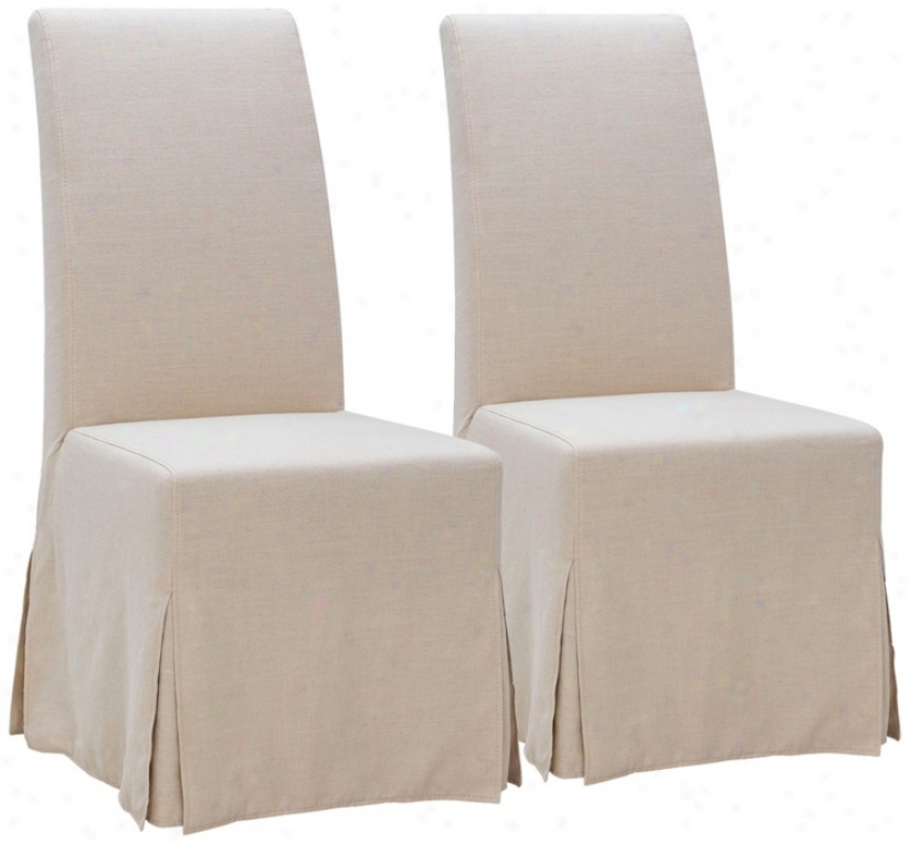 Set Of 2 Victoria Oatmeal Fabric Dining Chairs (v4683)