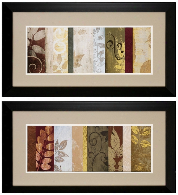 Set Of 2 Heat  June I/ii 27" Wids Leaf Wall Art Prints (v6202)