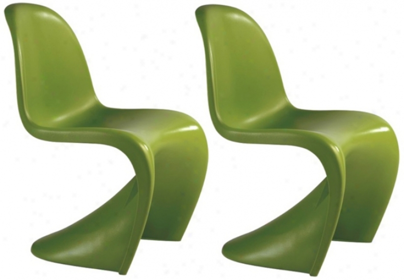 Set Of 2 Zuo Baby S Green Kids Chairs (v7715)