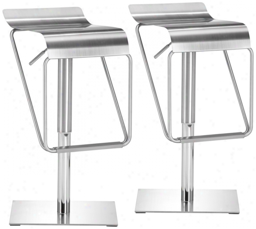 Set Of 2 Zuo Dazzer Adjustable Heught Steel Counter Stools (v7943)