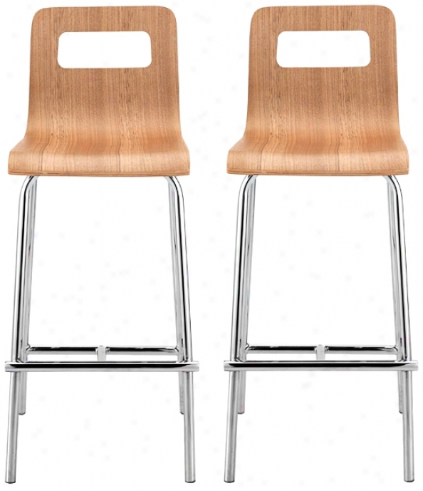 Set Of 2 Zuo Escape Natural Wood Contrary Stools (t7642)