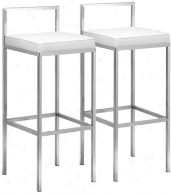 Set Of 2 Zuo Industry White  30" High Bar Stool (t2519)