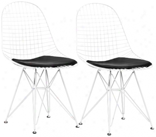 Set Of 2 Zuo Mesh White Dining Chairs (t7602)