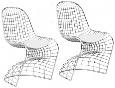 Set Of 2 Zuo Modeen Wickham Chrome Dining Chair (v7616)