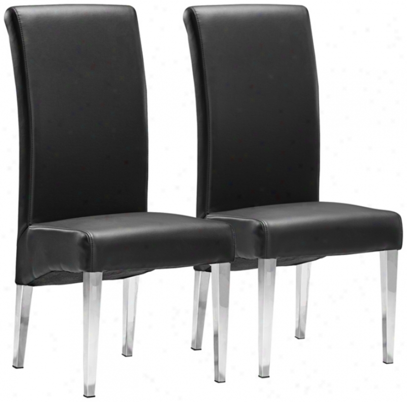 Set fO 2 Zuo Pencil Black Dining Chairs (v7555)