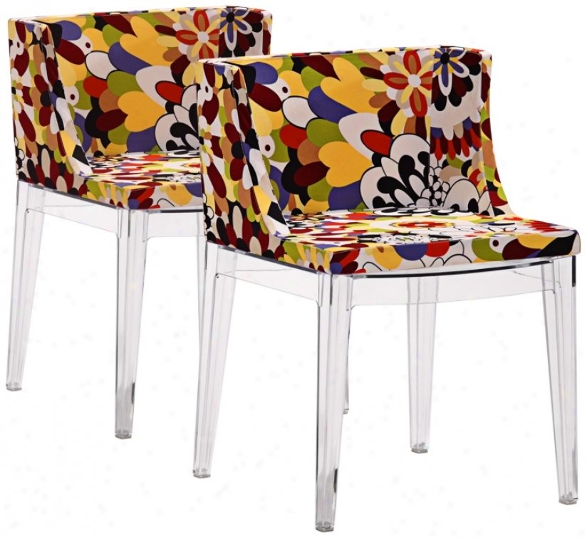 Set Of 2 Zuo Pizzaro Multi-color Floral Dining Chair (v7545)