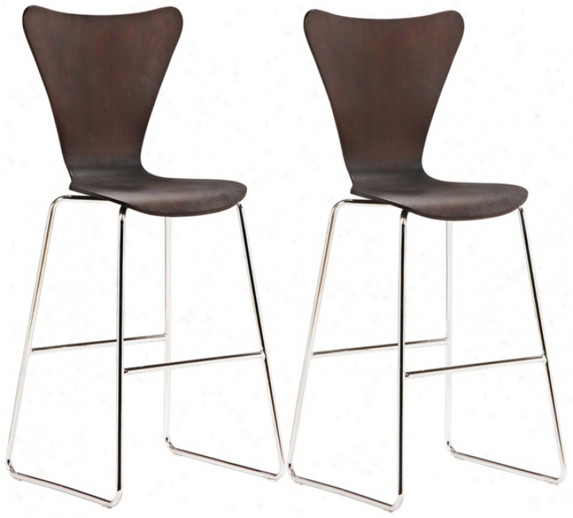 Set Of 2 Zuo Taffy Wenge  29 1/2" High Barstools (t2537)