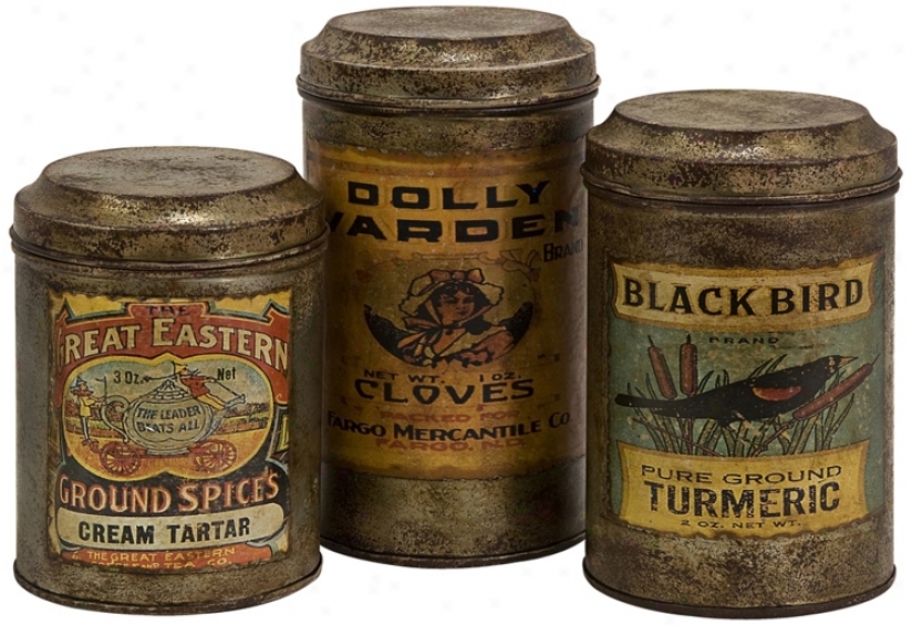 Set Of 3 Addie Metal Canisters (t9968)