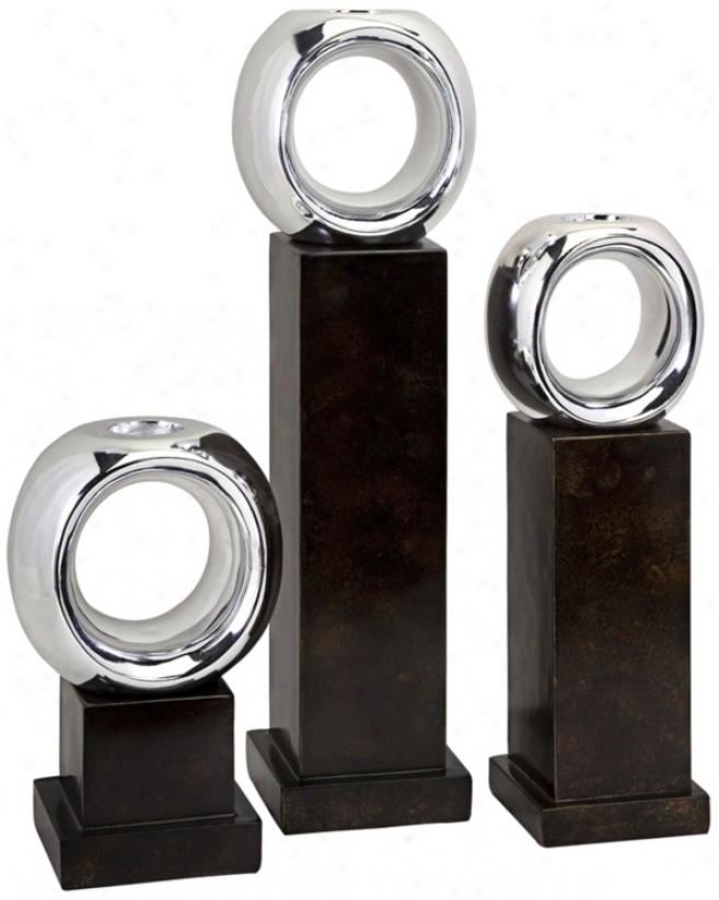 Set Of 3 Ellipse Votive Holders (t9573)