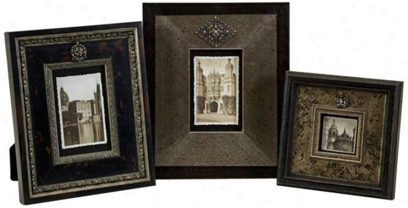 Set Of 3 Embellished Rectangular And Square Frames (t9618)