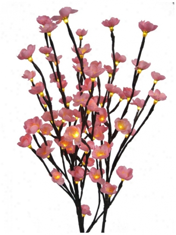 Set Of 3 Lighted Cherry Blossom Fiber Optic Flowers (p6319)