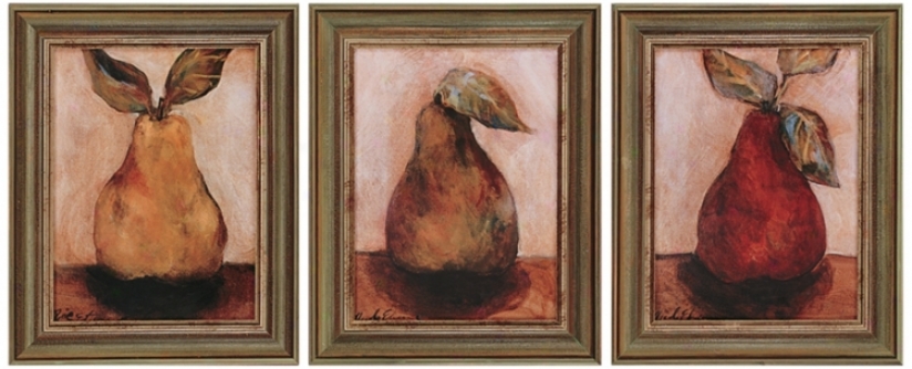 Set Of 3 Pears Framed Wall Art (j3831)