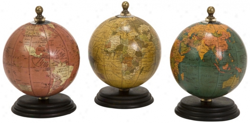 Set Of 3 Wood Baa eMini Globe (w2093)