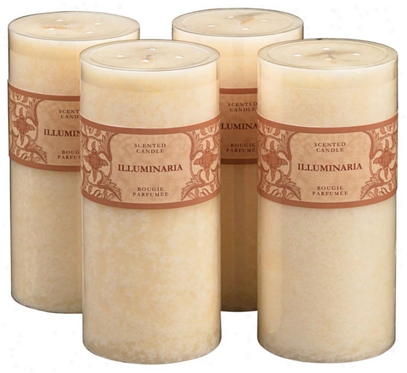 Set Of 4 Jasmine Scented Mottled Ivory 6" Pillar Candles (38200-38200-38200-38200)