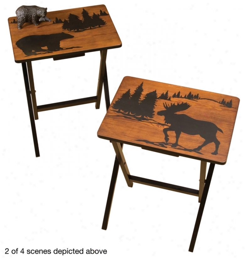 Set Of 4 Wilderness Foldable Side Tables (u4016)