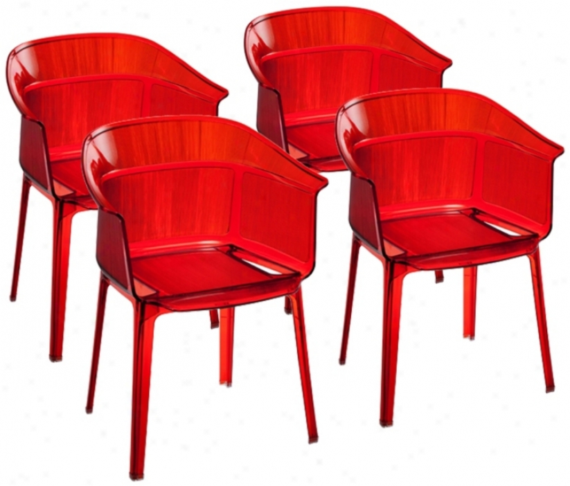 Set Of 4 Zuo Allsorts Orange Outdoor Dinin Chairs (t7512)