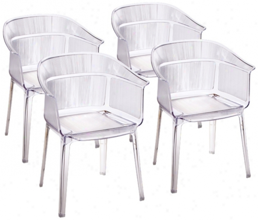 Set Of 4 Zuo Allsorts Transparent Outdoor Dining Chairs (t7510)