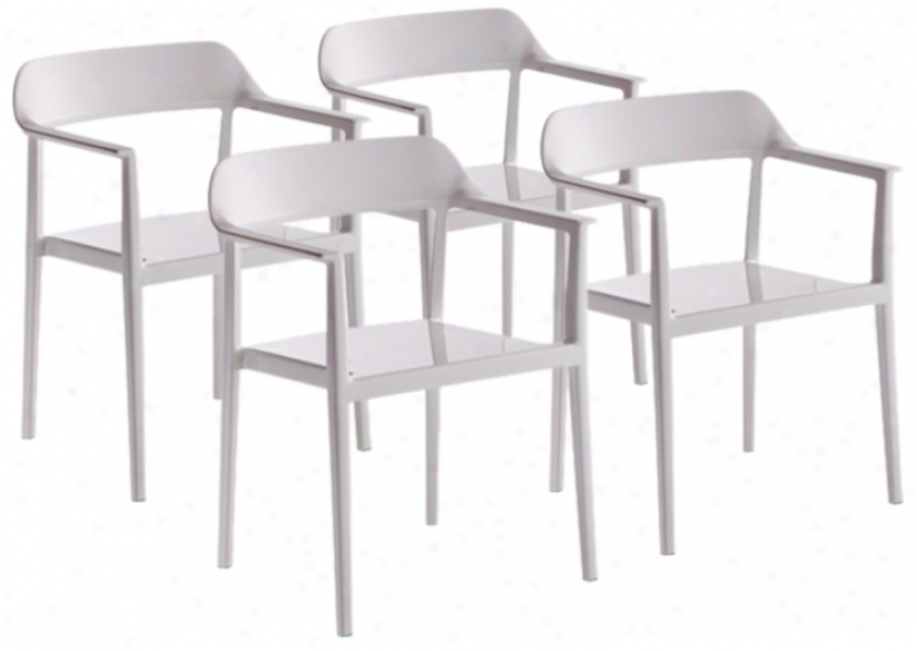 Set Of 4 Zuo Enrapture White Outdoor Dining Chairs (t7507)