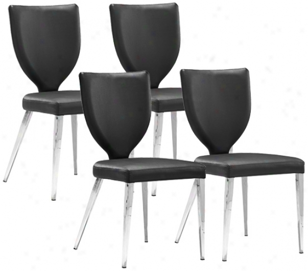 Set Of 4 Zuo Modern Maz Black Upholstered Dining Chair (v7609)
