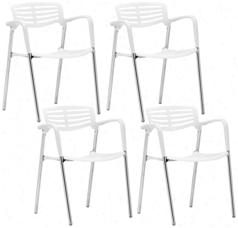 Set Of 4 Zuo Modern Scope White Dining Chair (v7620)